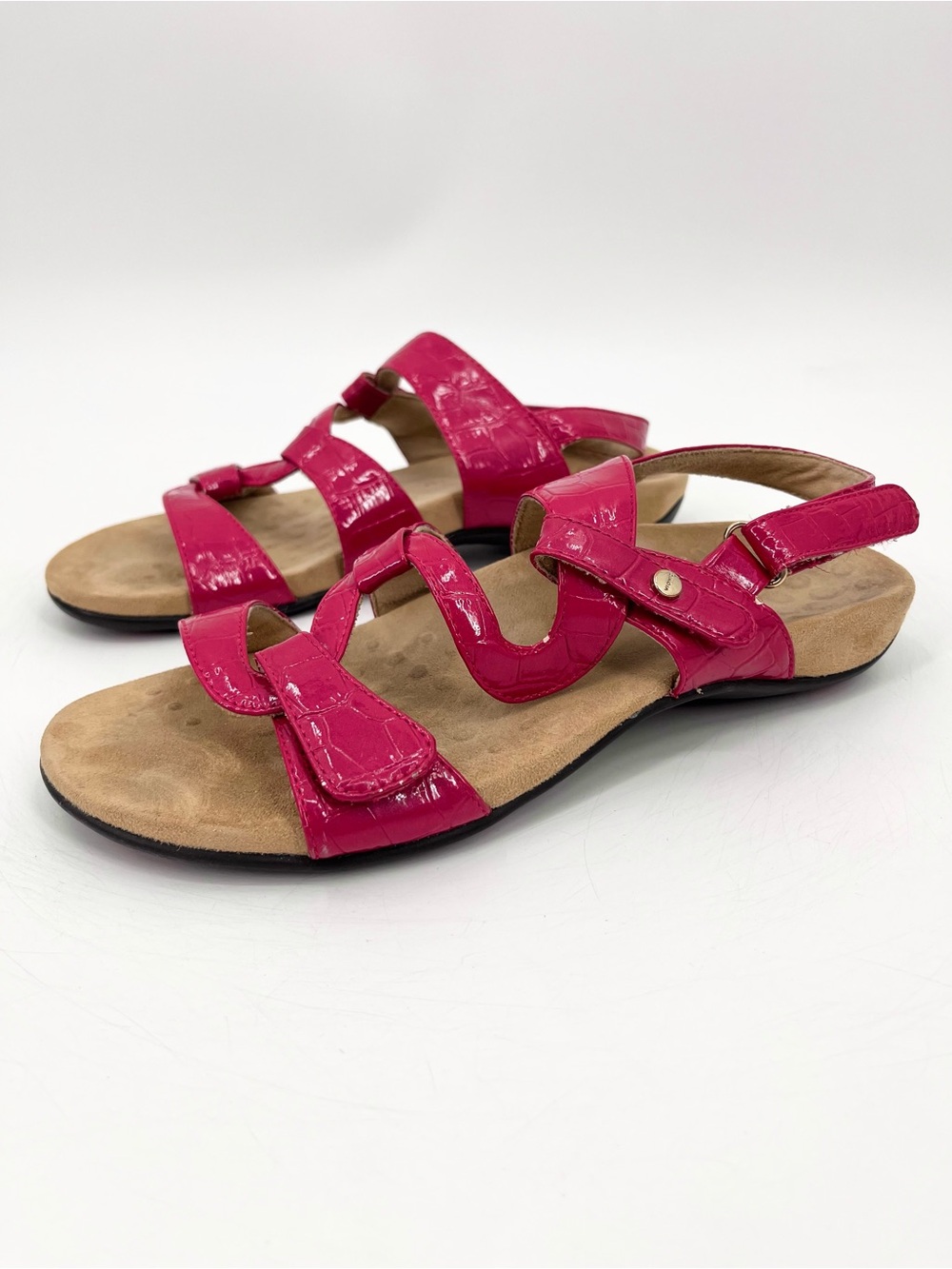 Vionic Paros Backstrap Red Glossy Croc-Embossed Orthodic Strappy Sandals Size 9